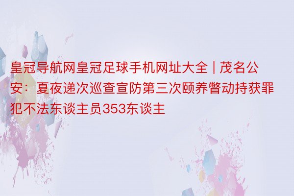 皇冠导航网皇冠足球手机网址大全 | 茂名公安：夏夜递次巡查宣防第三次颐养瞥动持获罪犯不法东谈主员353东谈主