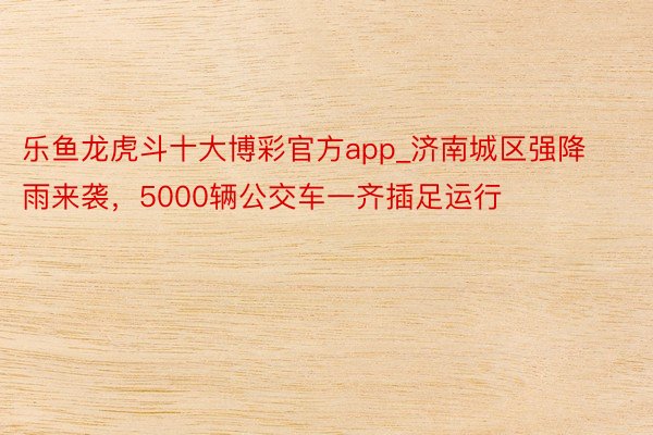 乐鱼龙虎斗十大博彩官方app_济南城区强降雨来袭,5000辆公交车一齐插足运行