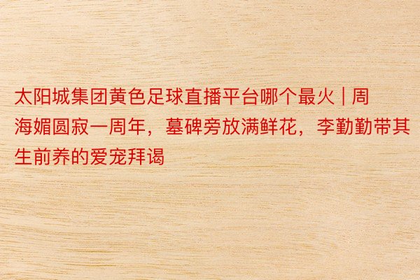 太阳城集团黄色足球直播平台哪个最火 | 周海媚圆寂一周年，墓碑旁放满鲜花，李勤勤带其生前养的爱宠拜谒